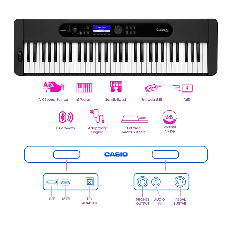 Teclado CASIO CT-S410 - Calidad y garantía en Yaparu