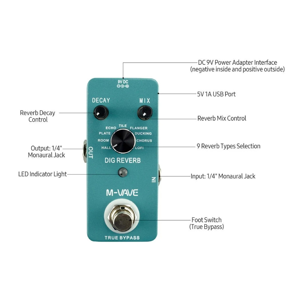 Pedal Reverb M VAVE Dig Reverb - Calidad y garantía en Yaparu