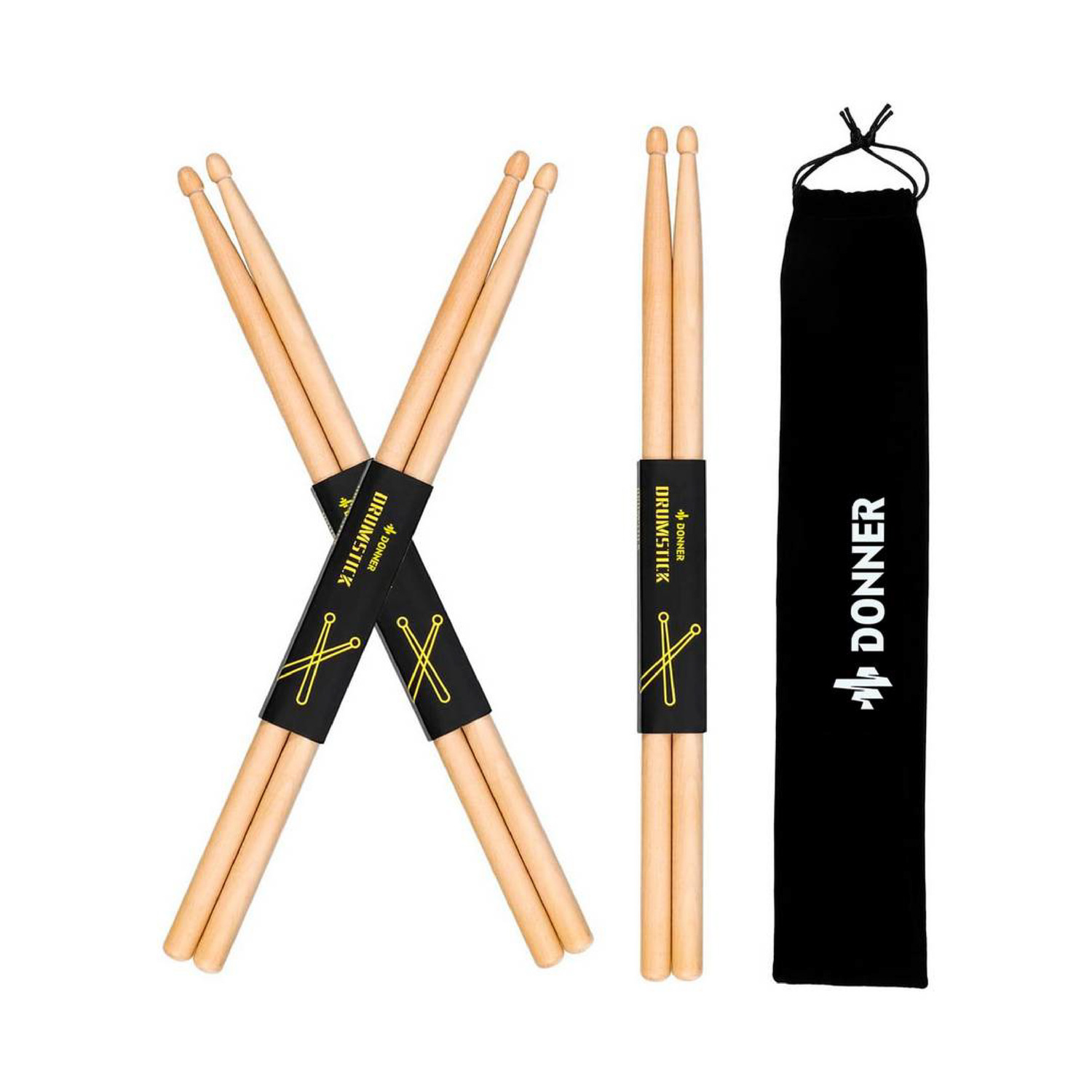 Pack de Baquetas DONNER EC1137 5A Wood Natural | 3 pares - Calidad y garantía en Yaparu