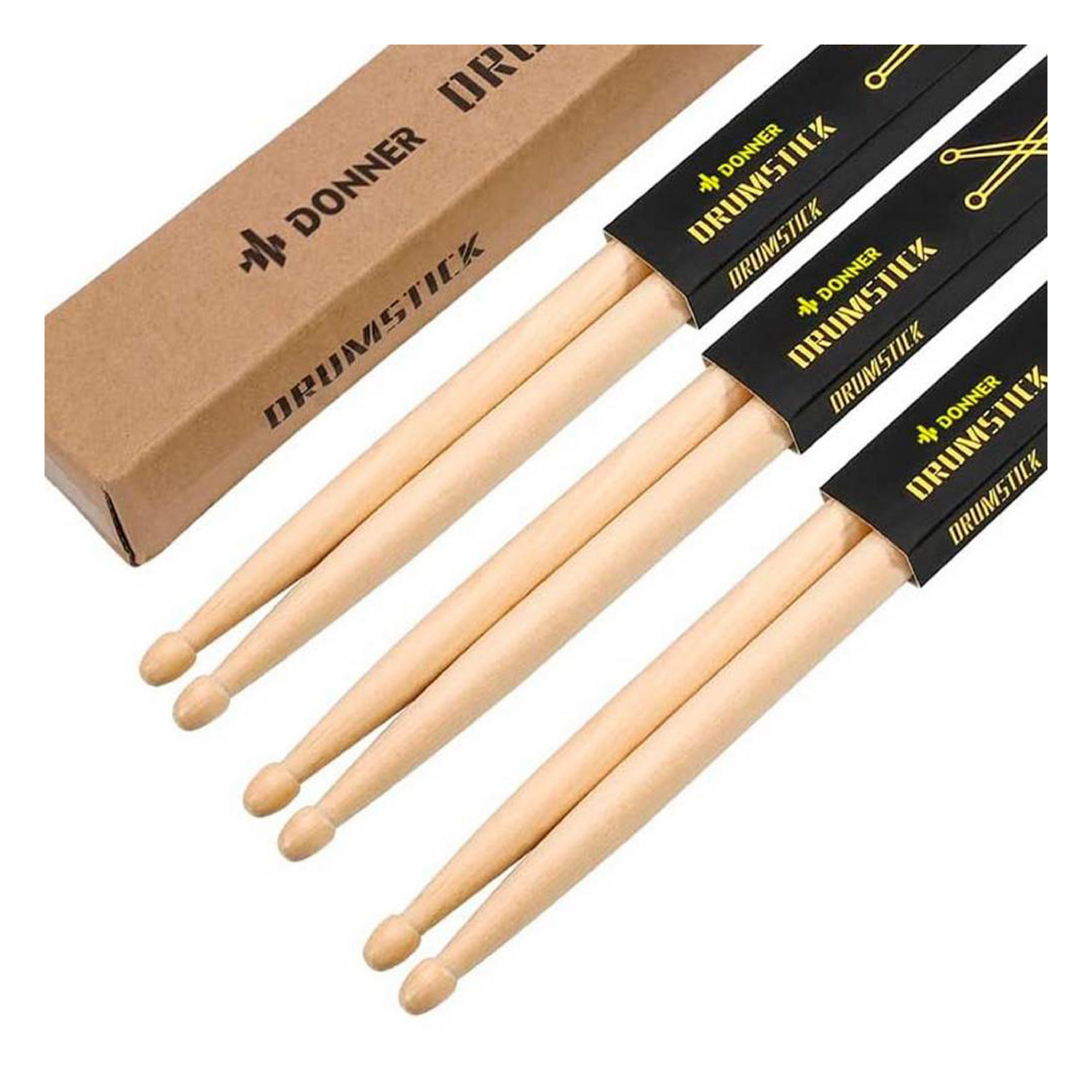 Pack de Baquetas DONNER EC1137 5A Wood Natural | 3 pares - Calidad y garantía en Yaparu