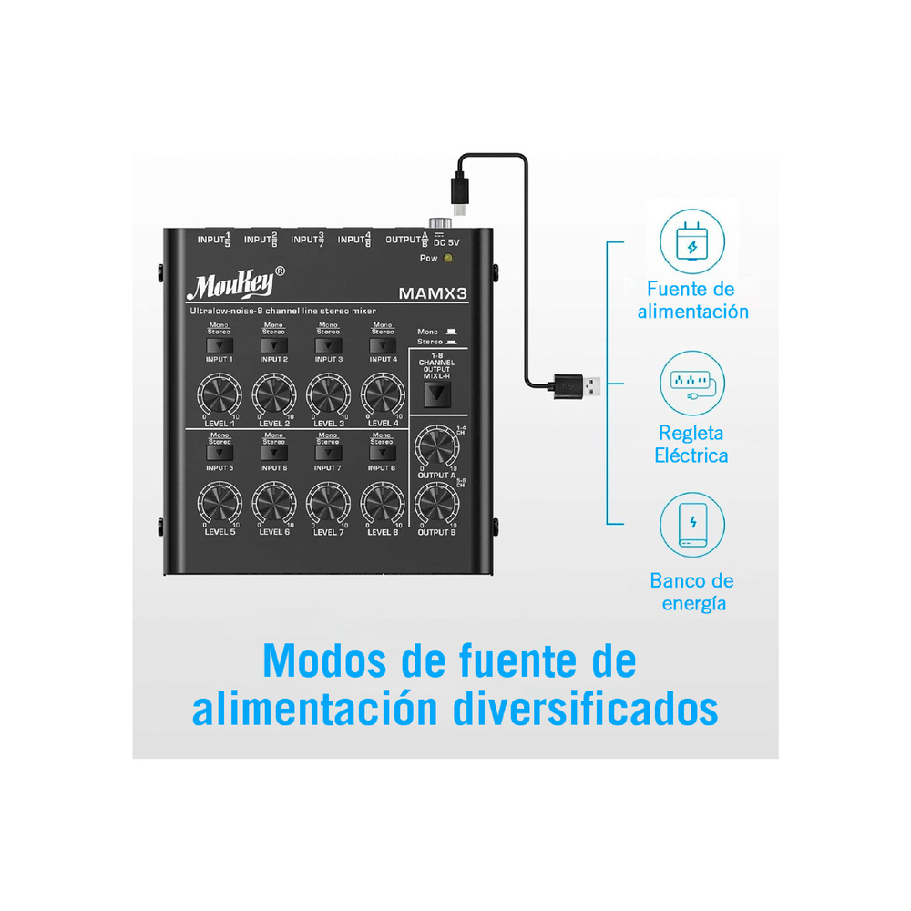 Mezcladora MOUKEY MK0150 MAMX3 8 Canales - Calidad y garantía en Yaparu