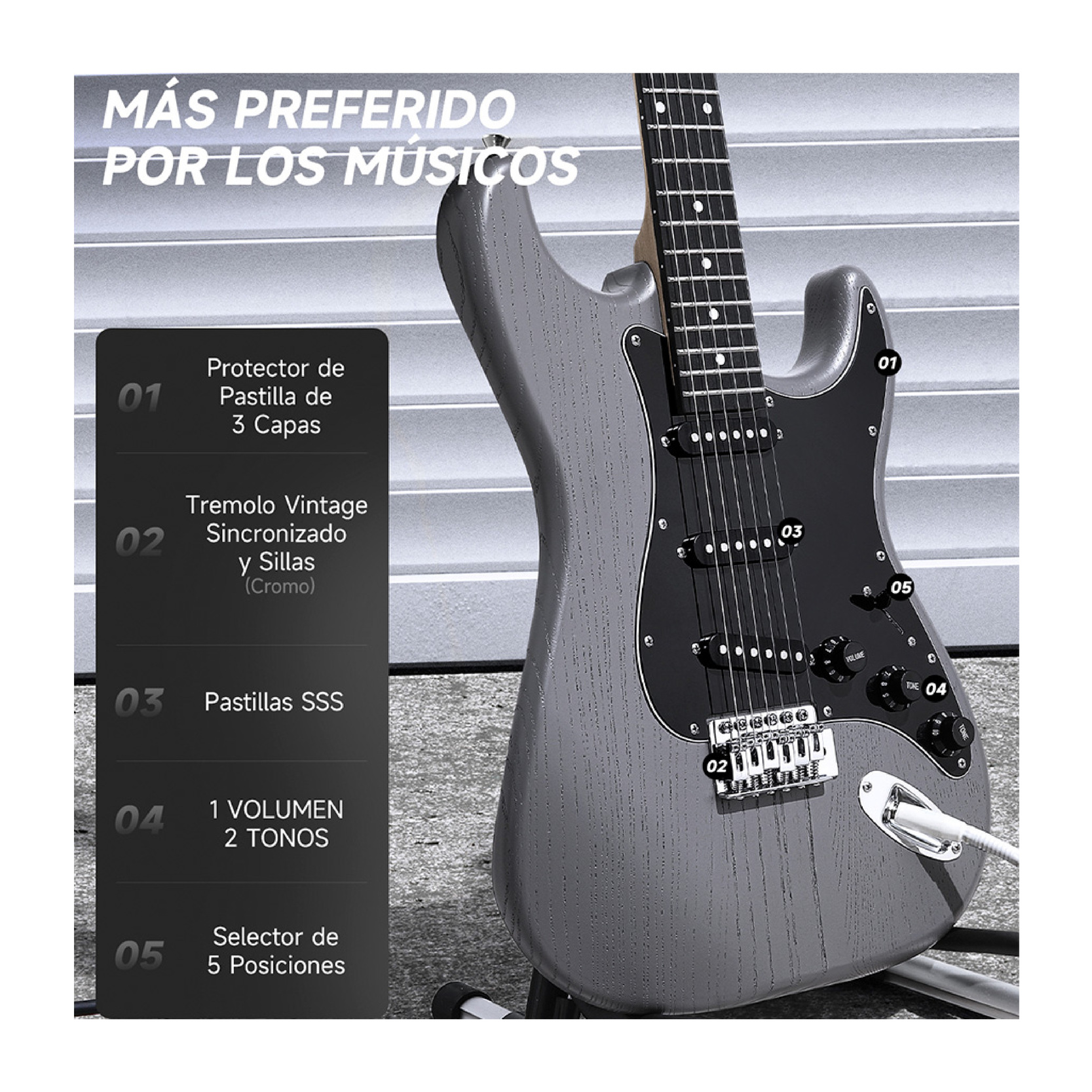Pack Guitarra Eléctrica DONNER DST-80 Matton Black - Calidad y garantía en Yaparu
