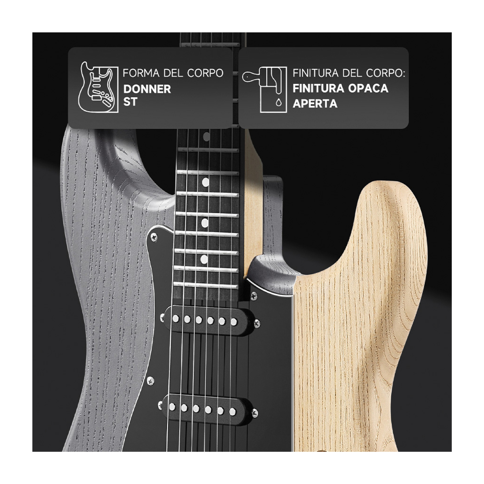 Pack Guitarra Eléctrica DONNER DST-80 Matton Black - Calidad y garantía en Yaparu